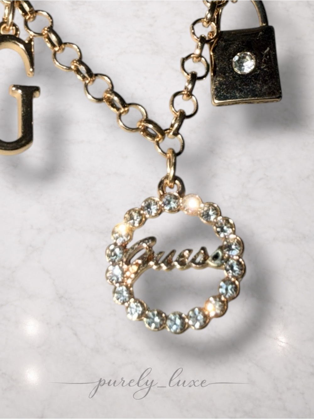 Guess Charm Pendant Necklace - Gold - Picture 2 of 2